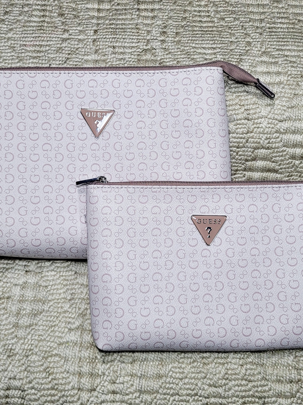 SET OF 2 Guess Junction Travel Cosmetic Pouch Bags - Light Rose"